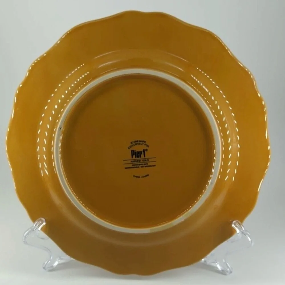 Pier 1 Imports Harvest Gold Dinner Plates Raised Grapes 10.75
